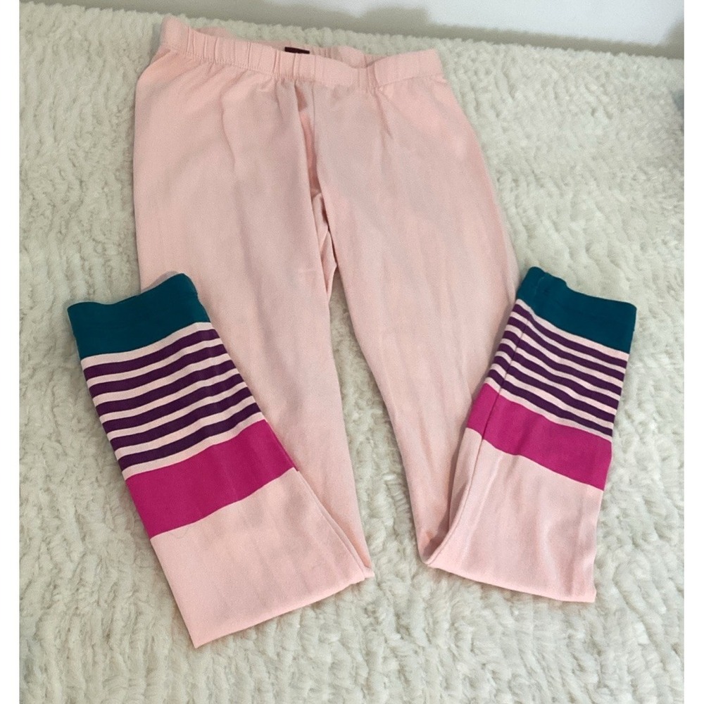 Tea Pink Leggings Girl's Size 8 Bold Stripe Ankle Stretch Pants